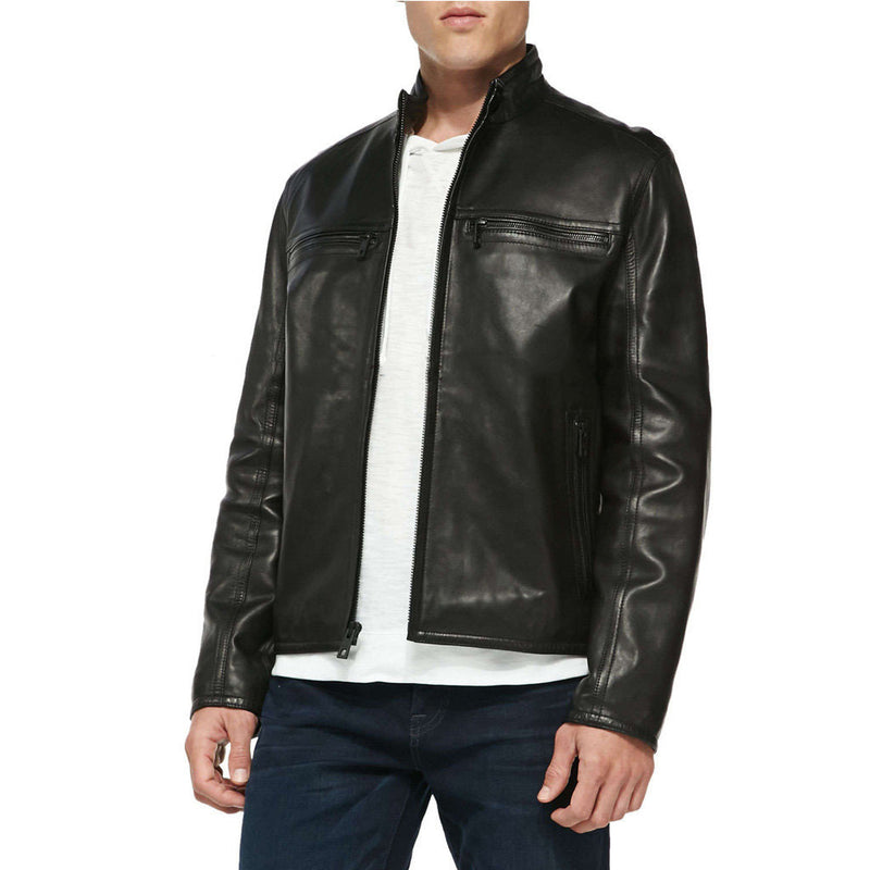 Biker Jacket - Men Real Lambskin Motorcycle Leather Biker Jacket KM321 - Koza Leathers