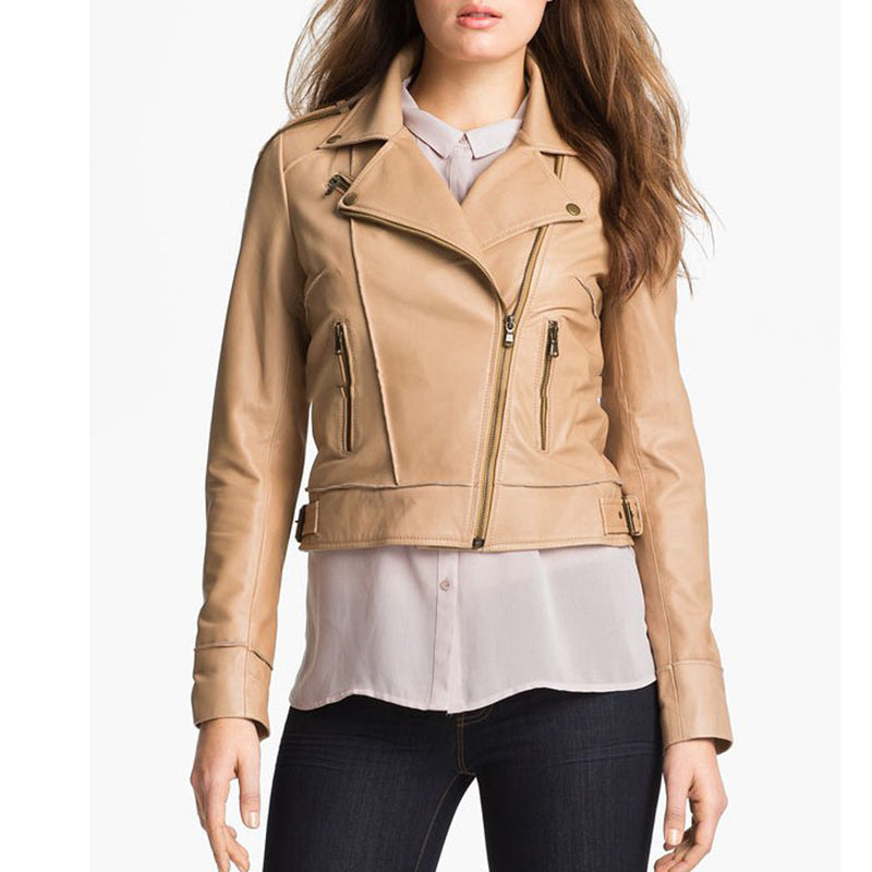 Biker / Motorcycle Jacket - Women Real Lambskin Leather Biker Jacket KW454 - Koza Leathers