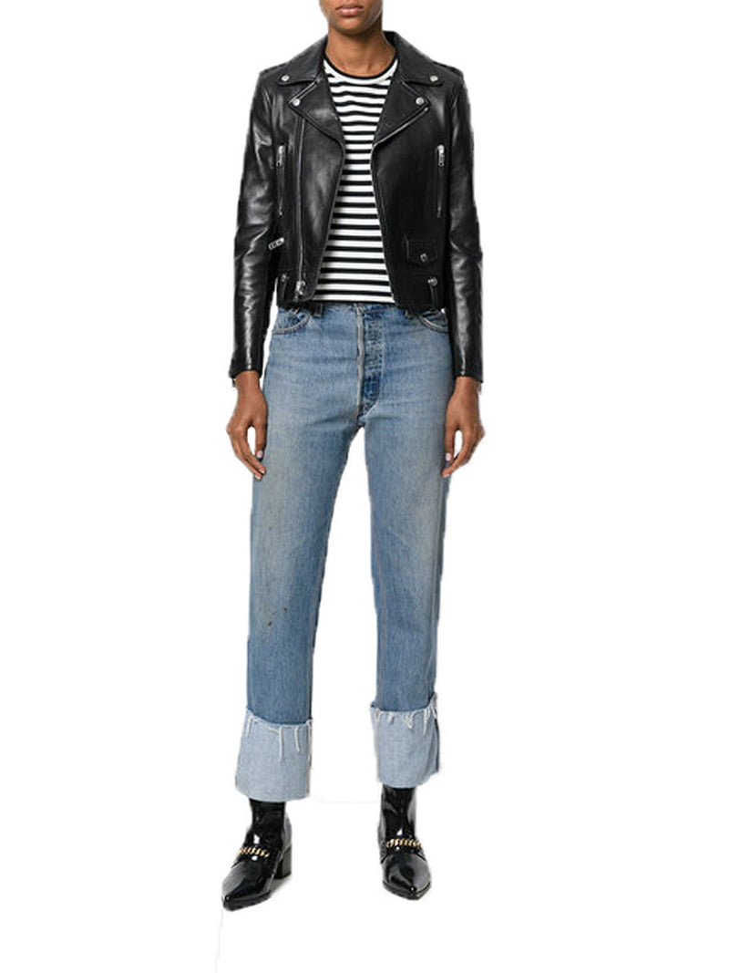 Biker / Motorcycle Jacket - Women Real Lambskin Leather Biker Jacket KW553 - Koza Leathers