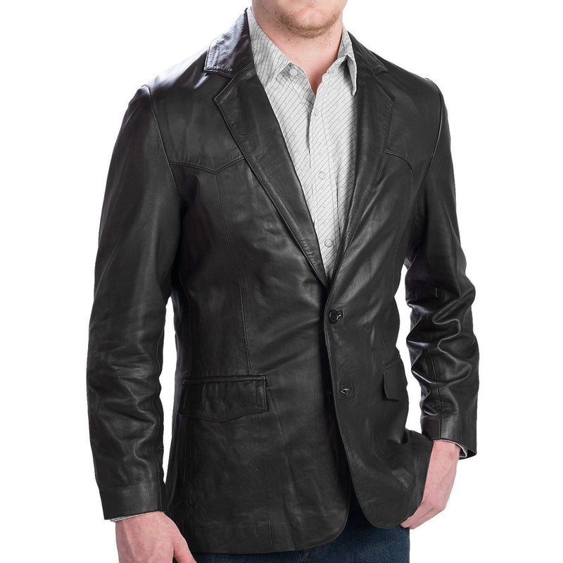 Leather Blazer - Men Real Sheepskin Leather Blazer KB015 - Koza Leathers