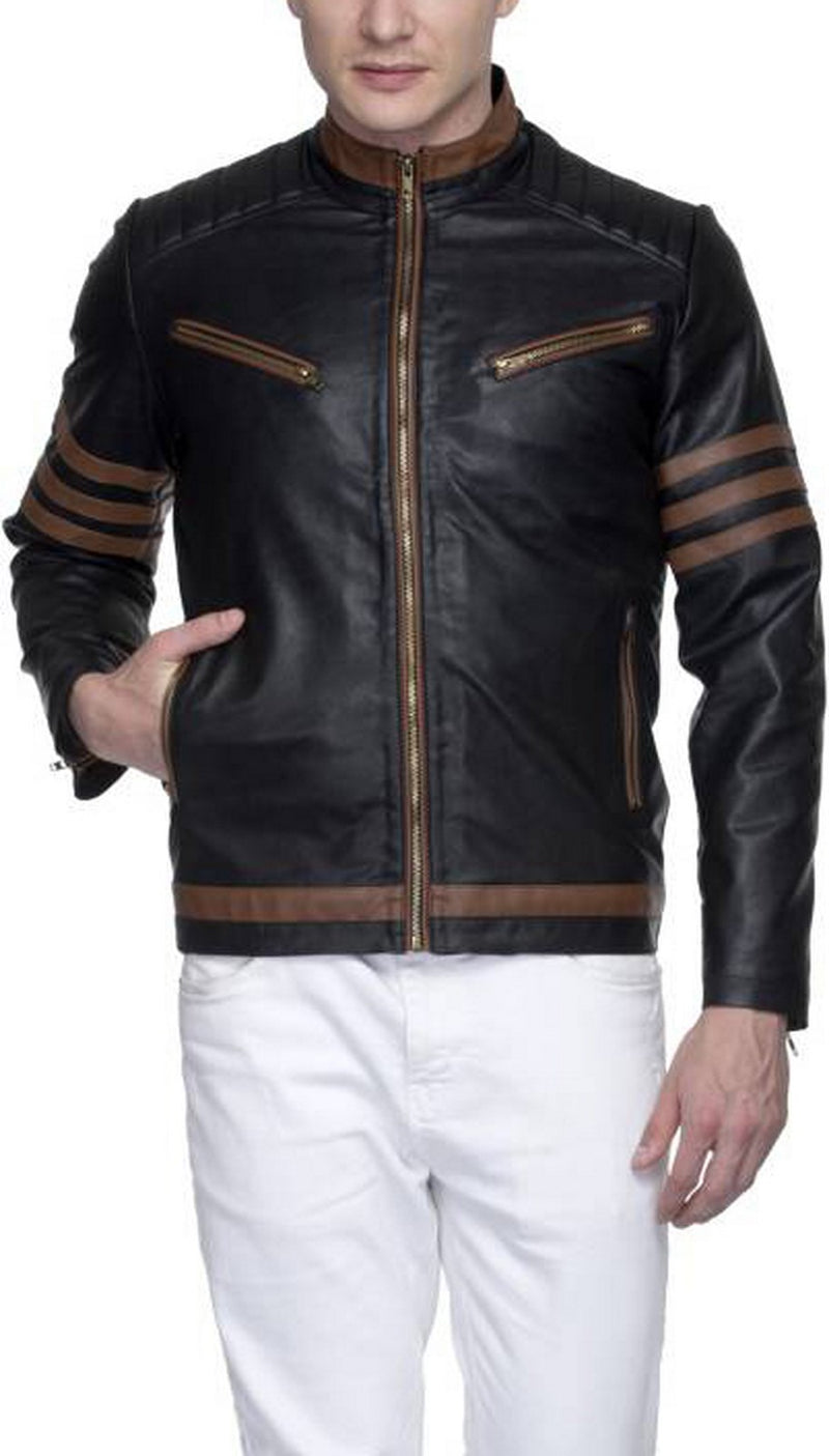 Biker Jacket - Men Real Lambskin Motorcycle Leather Biker Jacket KM539 - Koza Leathers