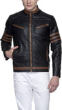 Biker Jacket - Men Real Lambskin Motorcycle Leather Biker Jacket KM539 - Koza Leathers