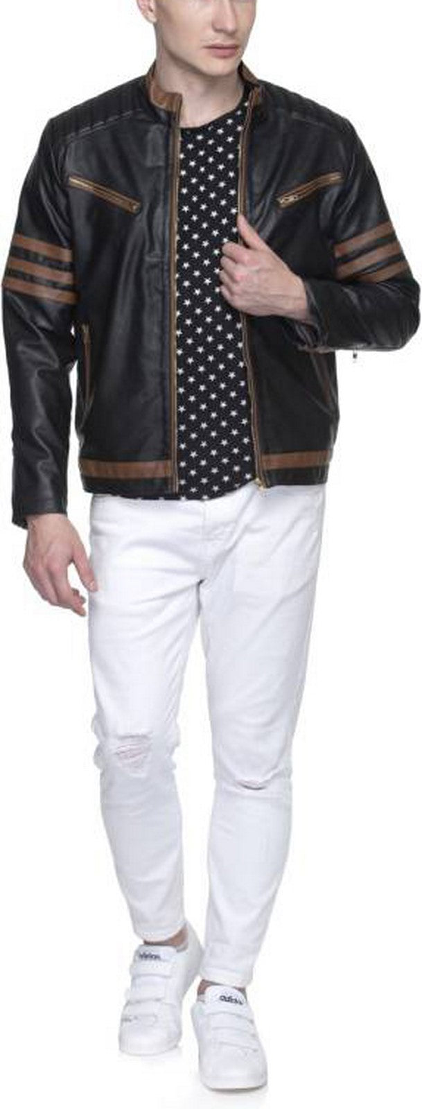 Biker Jacket - Men Real Lambskin Motorcycle Leather Biker Jacket KM539 - Koza Leathers