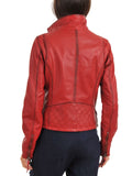 Biker / Motorcycle Jacket - Women Real Lambskin Leather Biker Jacket KW088 - Koza Leathers