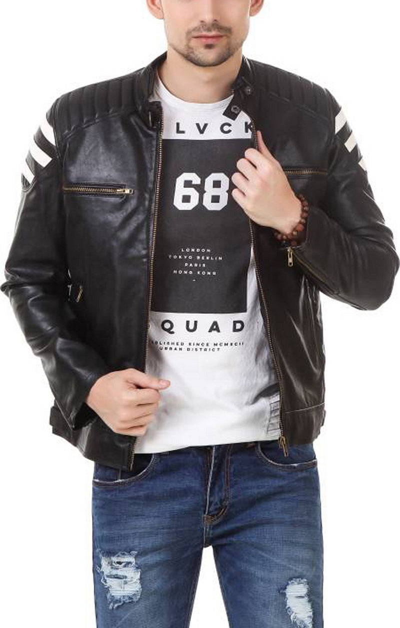 Biker Jacket - Men Real Lambskin Motorcycle Leather Biker Jacket KM541 - Koza Leathers