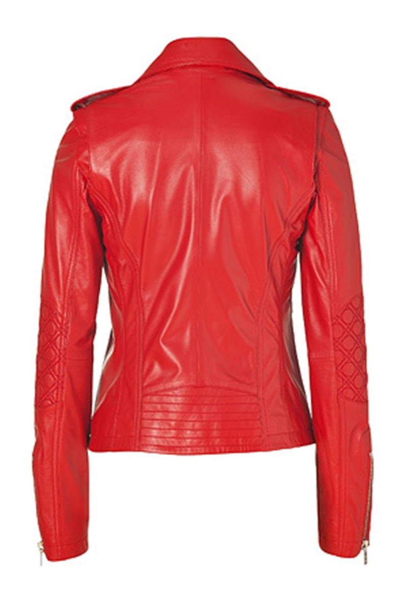 Biker / Motorcycle Jacket - Women Real Lambskin Leather Biker Jacket KW089 - Koza Leathers