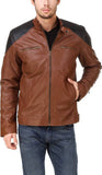 Biker Jacket - Men Real Lambskin Motorcycle Leather Biker Jacket KM542 - Koza Leathers