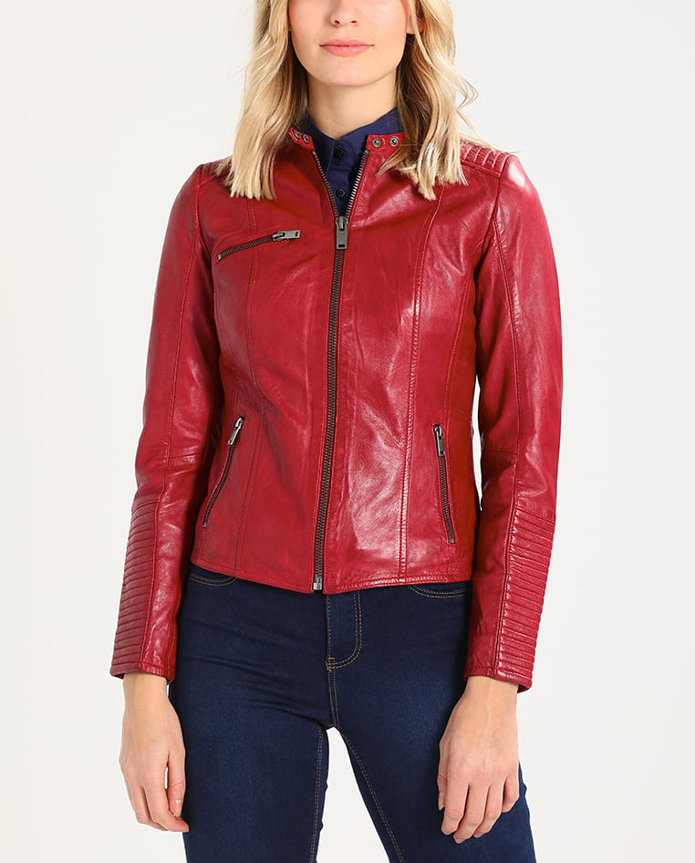 Biker / Motorcycle Jacket - Women Real Lambskin Leather Biker Jacket KW201 - Koza Leathers