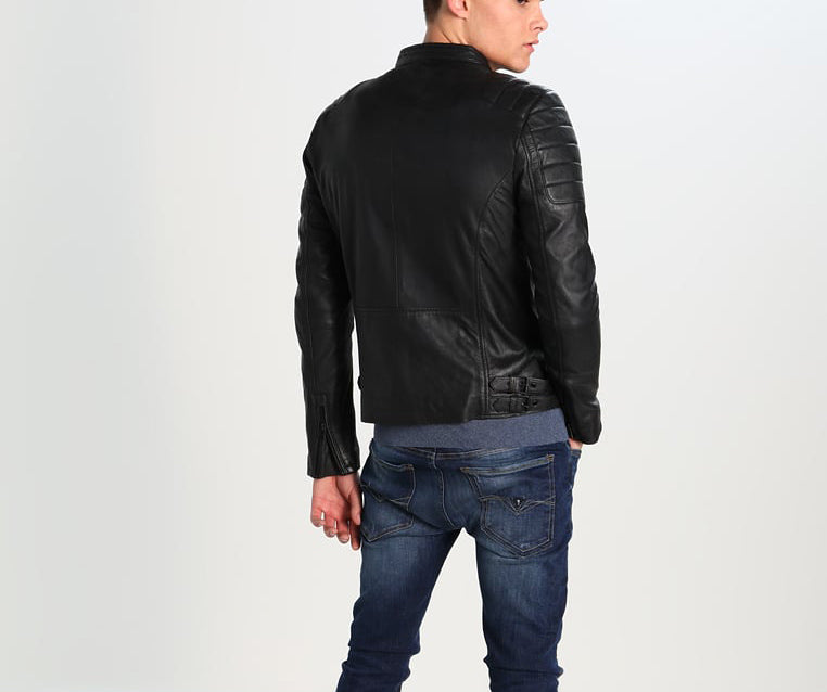 Biker Jacket - Men Real Lambskin Motorcycle Leather Biker Jacket KM244 - Koza Leathers