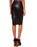 Knee Length Skirt - Women Real Lambskin Leather Slim Fit Skirt WS056 - Koza Leathers