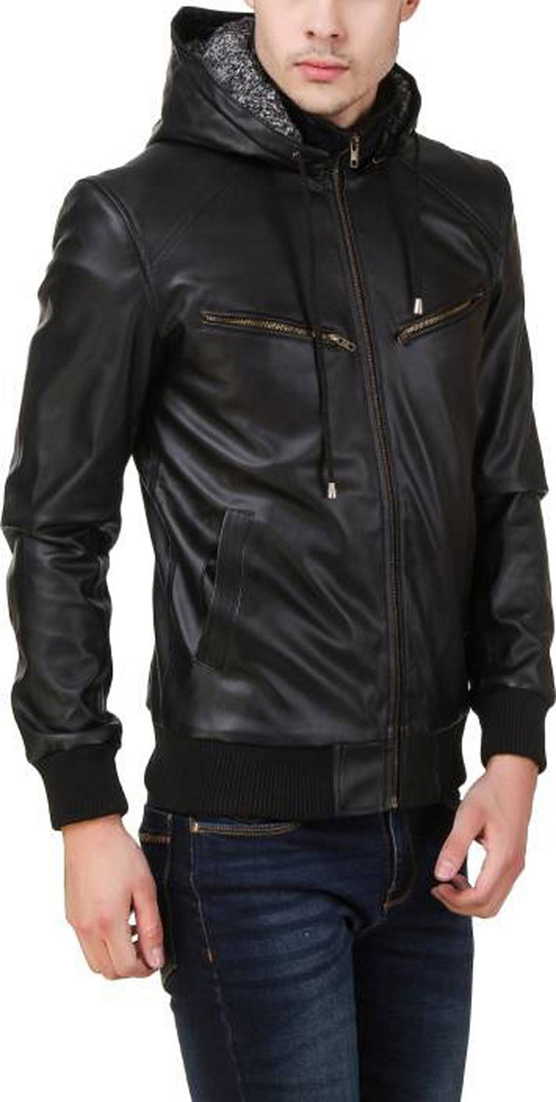 Biker Jacket - Men Real Lambskin Motorcycle Leather Biker Jacket KM544 - Koza Leathers