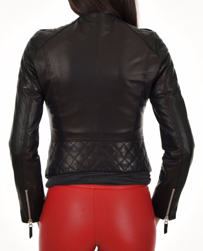 Biker / Motorcycle Jacket - Women Real Lambskin Leather Biker Jacket KW023 - Koza Leathers
