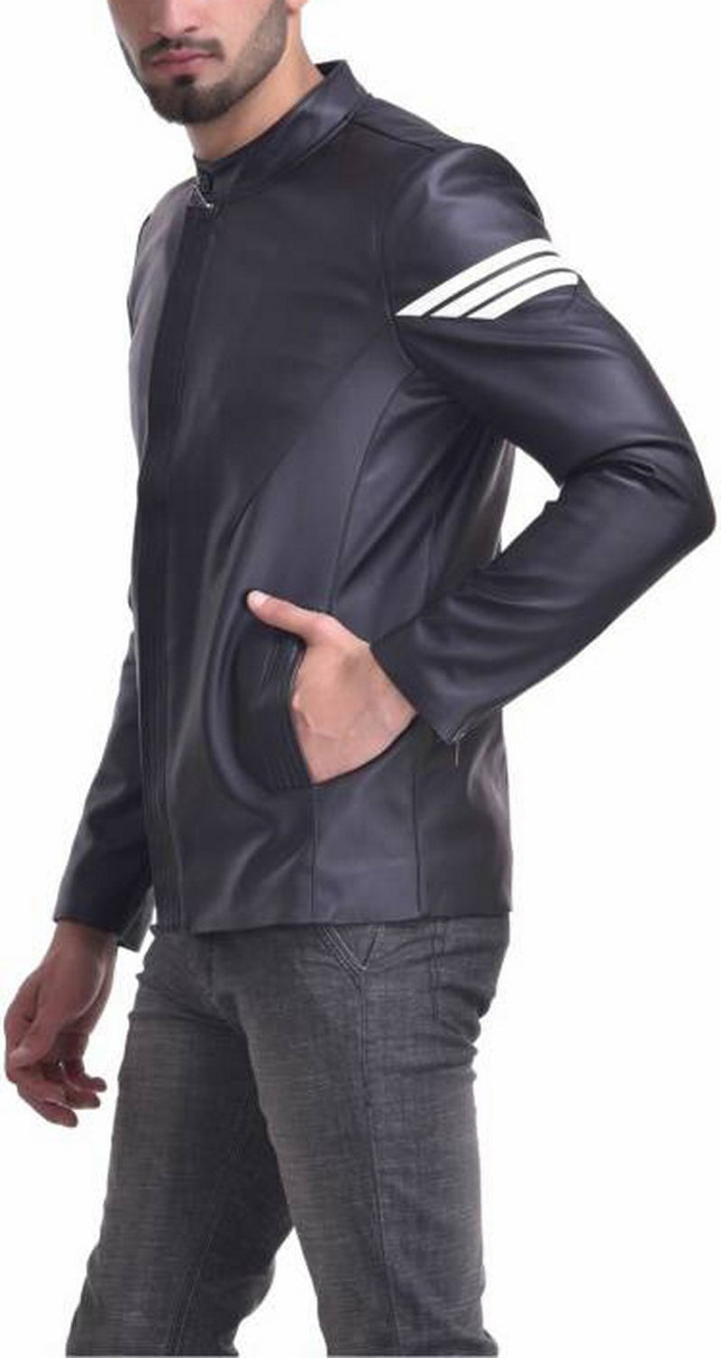 Biker Jacket - Men Real Lambskin Motorcycle Leather Biker Jacket KM545 - Koza Leathers