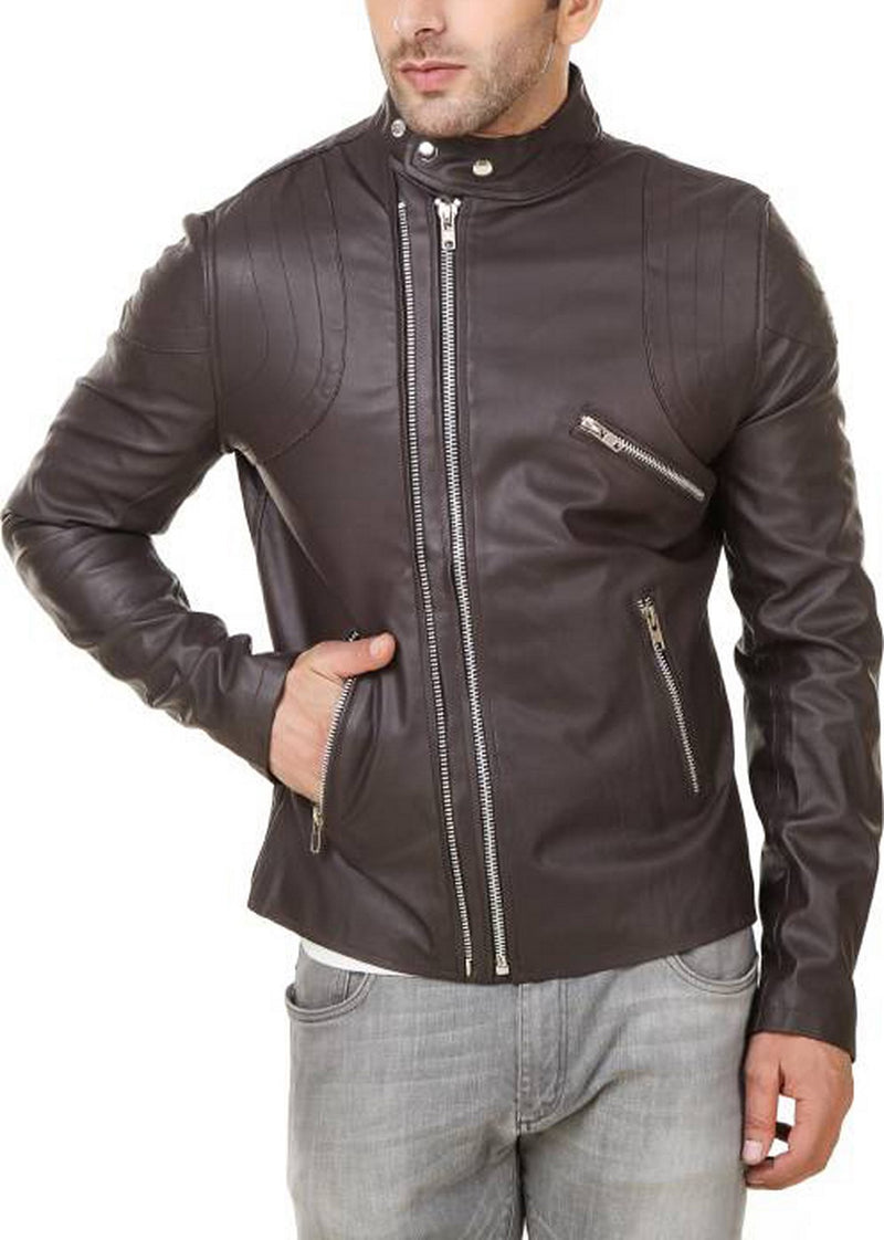 Biker Jacket - Men Real Lambskin Motorcycle Leather Biker Jacket KM547 - Koza Leathers