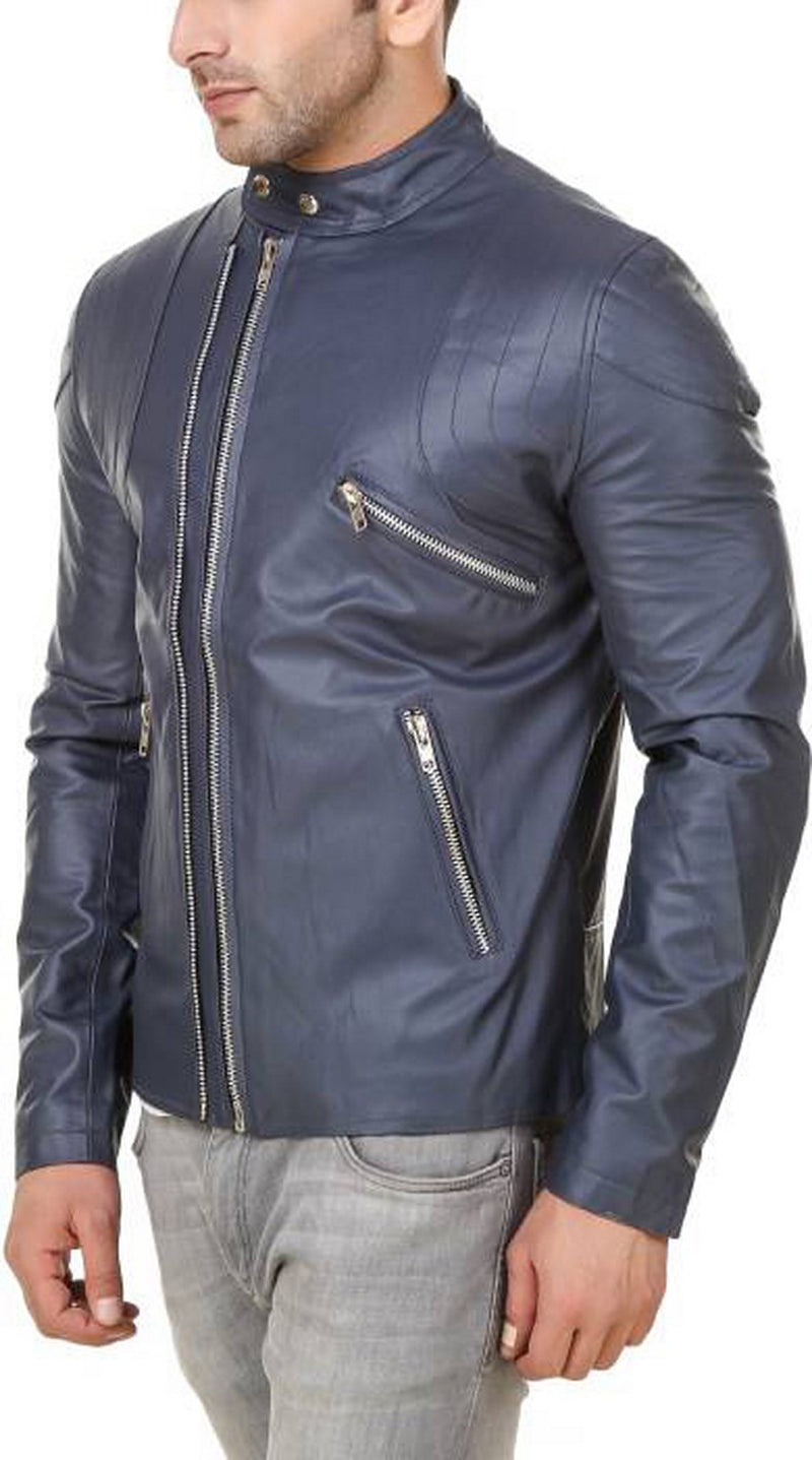 Biker Jacket - Men Real Lambskin Motorcycle Leather Biker Jacket KM548 - Koza Leathers