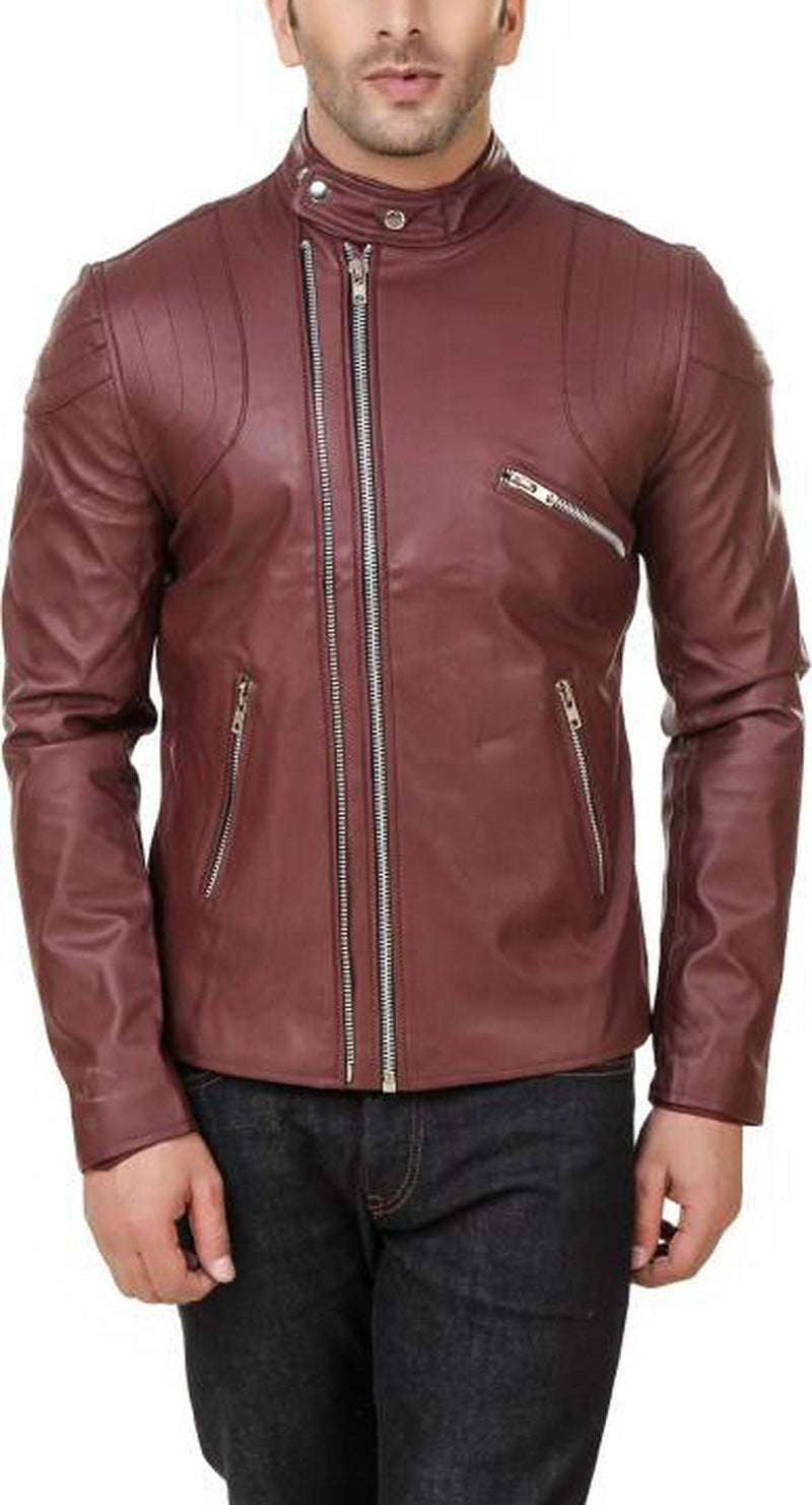 Biker Jacket - Men Real Lambskin Motorcycle Leather Biker Jacket KM549 - Koza Leathers