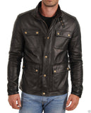 Men Real Lambskin Leather Jacket KM017