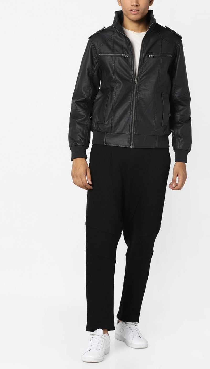 Biker Jacket - Men Real Lambskin Motorcycle Leather Biker Jacket KM614 - Koza Leathers