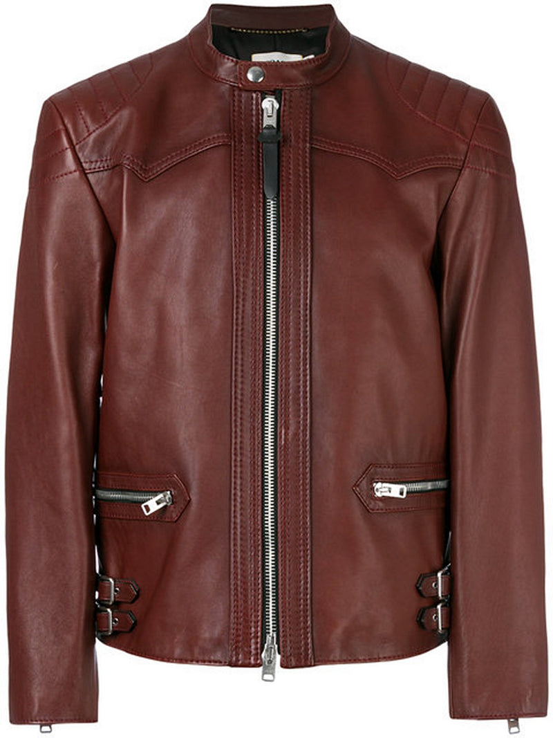 Biker Jacket - Men Real Lambskin Motorcycle Leather Biker Jacket KM370 - Koza Leathers