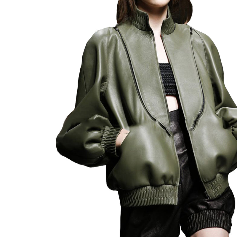 Biker / Motorcycle Jacket - Women Real Lambskin Leather Biker Jacket KW456 - Koza Leathers