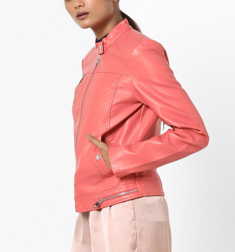 Biker / Motorcycle Jacket - Women Real Lambskin Leather Biker Jacket KW570 - Koza Leathers