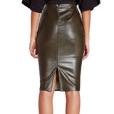 Knee Length Skirt - Women Real Lambskin Leather Knee Length Skirt WS150 - Koza Leathers