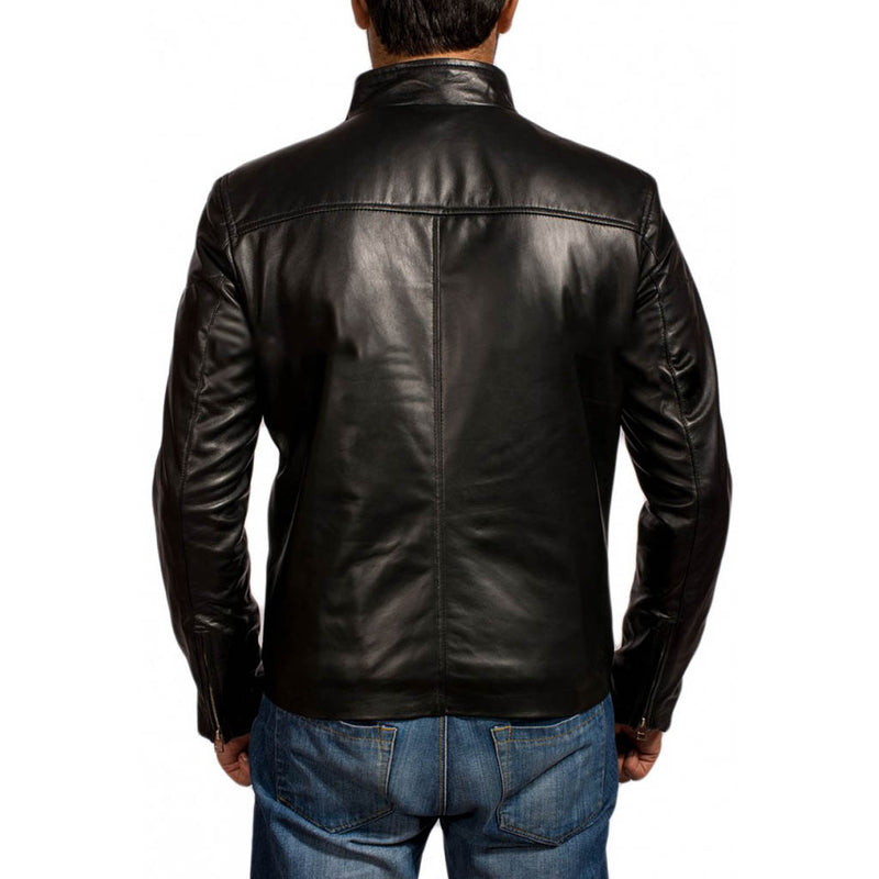 Biker Jacket - Men Real Lambskin Motorcycle Leather Biker Jacket KM323 - Koza Leathers