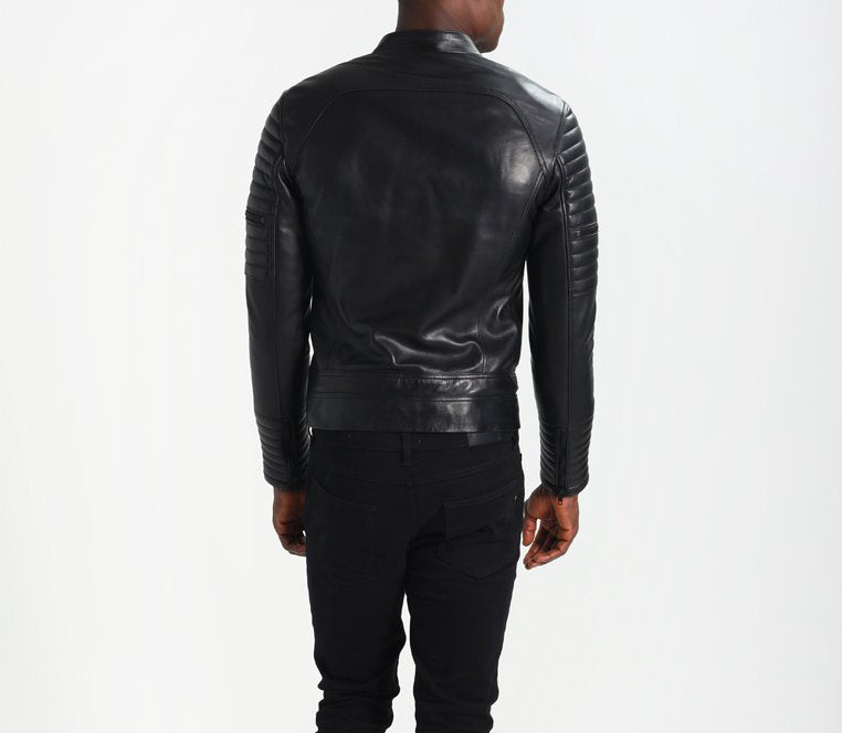 Biker Jacket - Men Real Lambskin Motorcycle Leather Biker Jacket KM245 - Koza Leathers