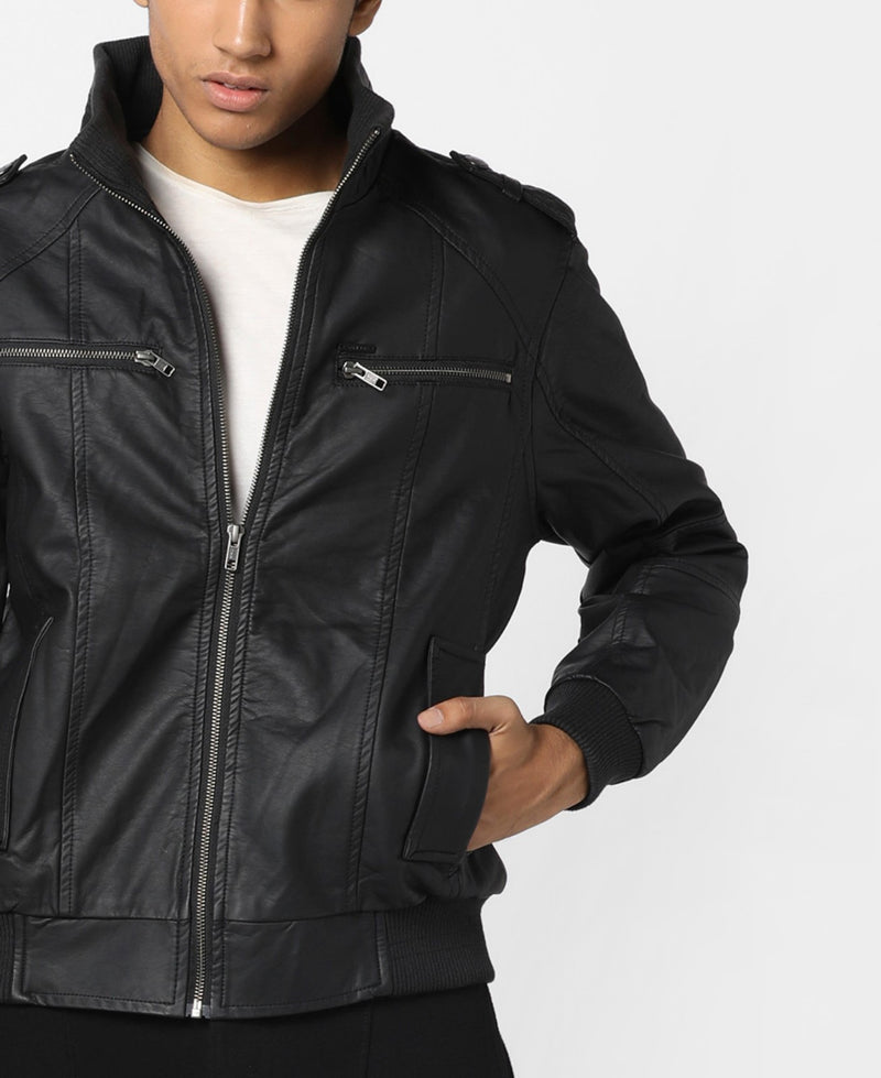 Biker Jacket - Men Real Lambskin Motorcycle Leather Biker Jacket KM614 - Koza Leathers