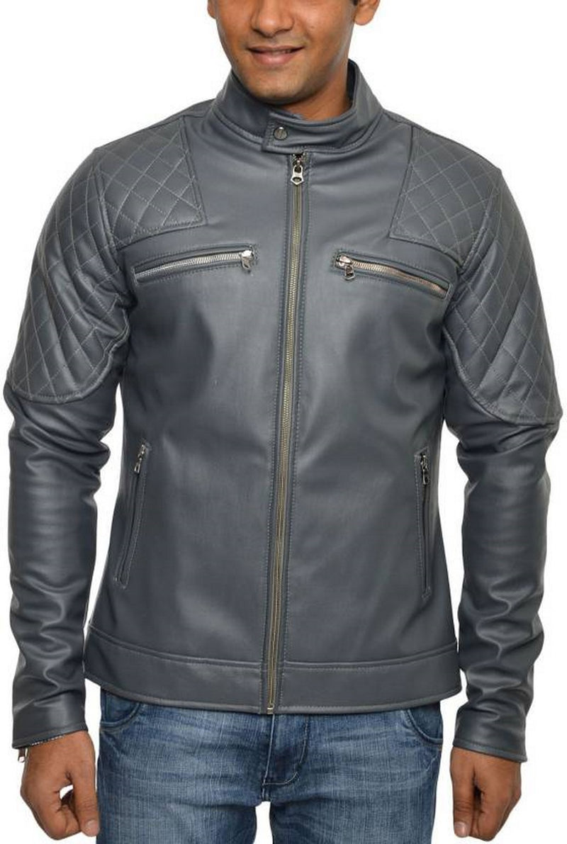 Biker Jacket - Men Real Lambskin Motorcycle Leather Biker Jacket KM554 - Koza Leathers