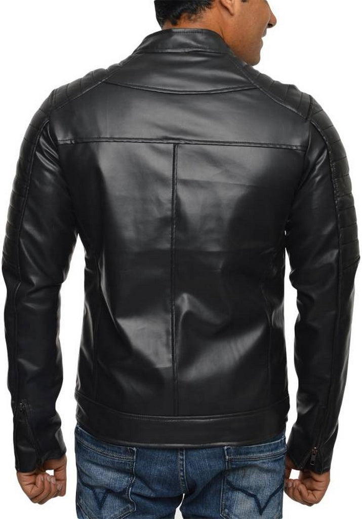 Biker Jacket - Men Real Lambskin Motorcycle Leather Biker Jacket KM555 - Koza Leathers