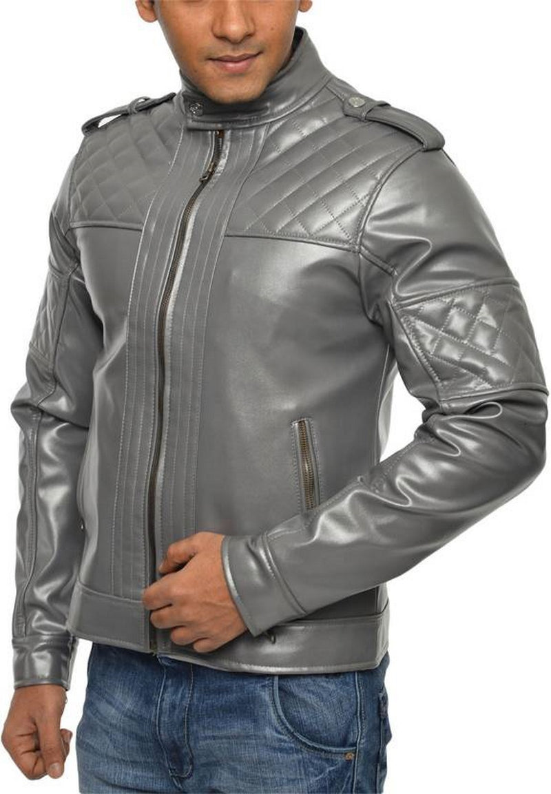 Biker Jacket - Men Real Lambskin Motorcycle Leather Biker Jacket KM557 - Koza Leathers
