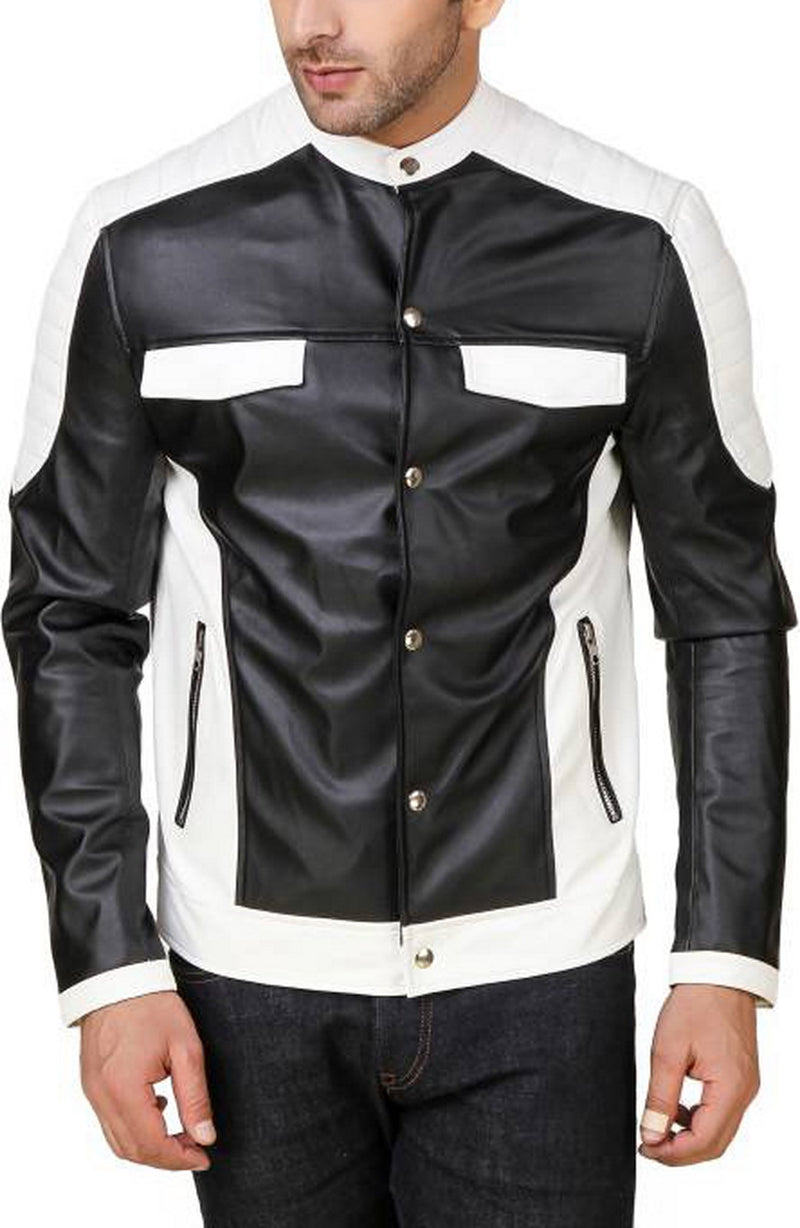Biker Jacket - Men Real Lambskin Motorcycle Leather Biker Jacket KM558 - Koza Leathers