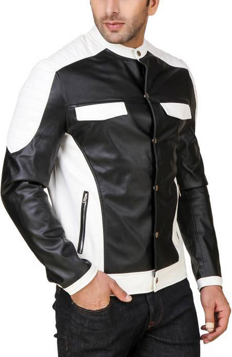 Biker Jacket - Men Real Lambskin Motorcycle Leather Biker Jacket KM558 - Koza Leathers