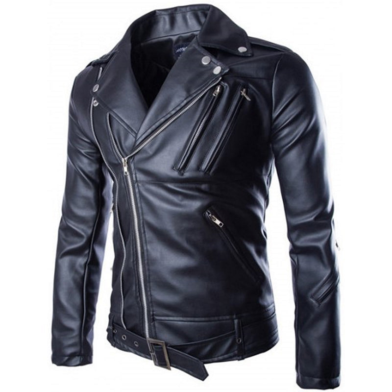 Biker Jacket - Men Real Lambskin Motorcycle Leather Biker Jacket KM559 - Koza Leathers