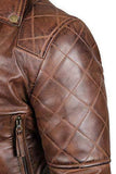 Koza Leathers Men's Genuine Lambskin Leather Vintage Motorcycle Jacket VJ005