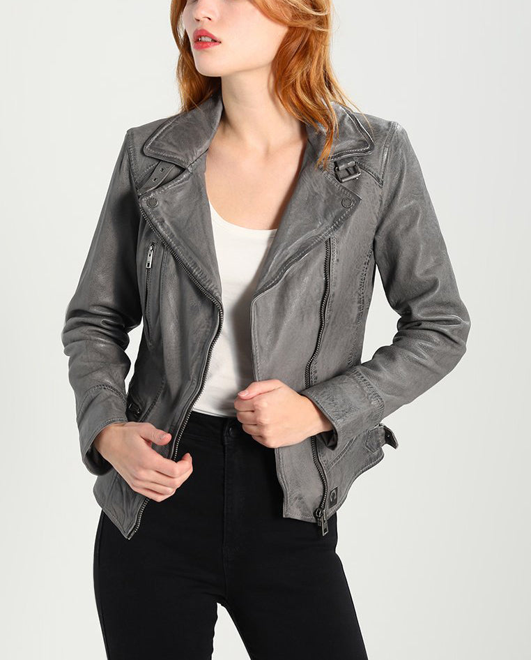 Biker / Motorcycle Jacket - Women Real Lambskin Leather Biker Jacket KW203 - Koza Leathers