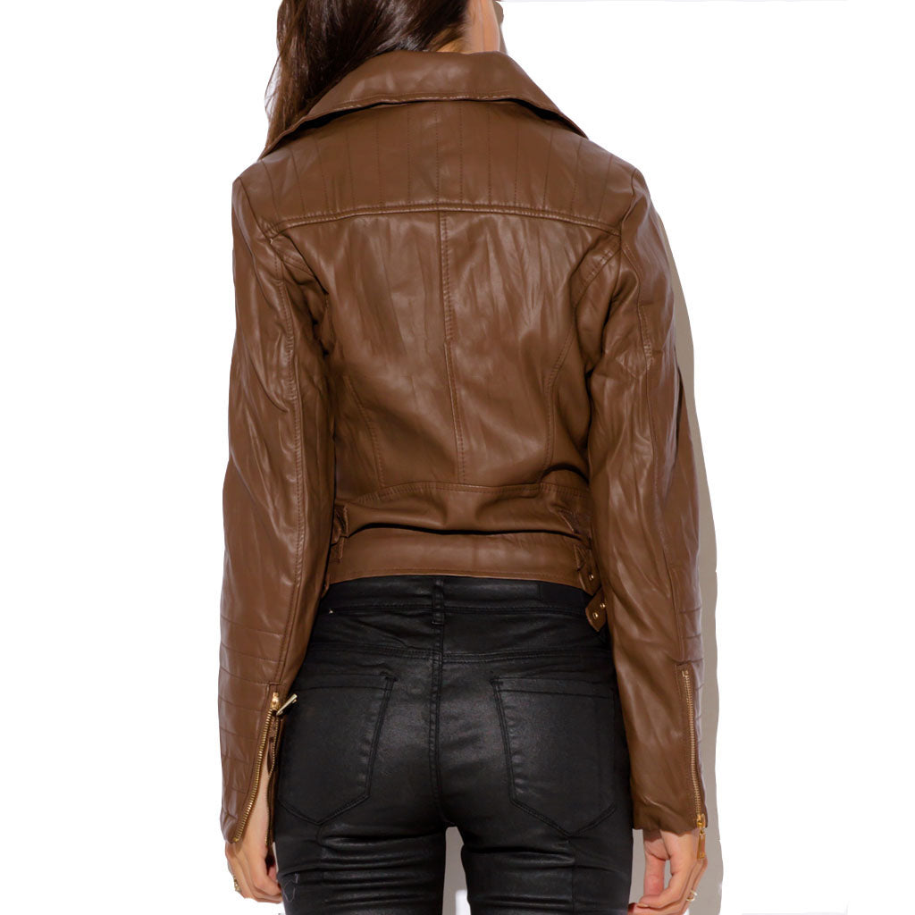 Biker / Motorcycle Jacket - Women Real Lambskin Leather Biker Jacket KW457 - Koza Leathers