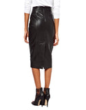 Knee Length Skirt - Women Real Lambskin Leather Slim Fit Skirt WS057 - Koza Leathers