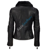 Biker / Motorcycle Jacket - Women Real Lambskin Leather Biker Jacket KW110 - Koza Leathers