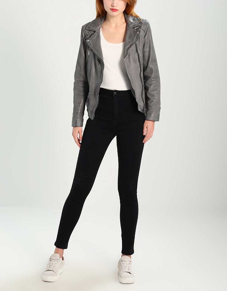 Biker / Motorcycle Jacket - Women Real Lambskin Leather Biker Jacket KW203 - Koza Leathers