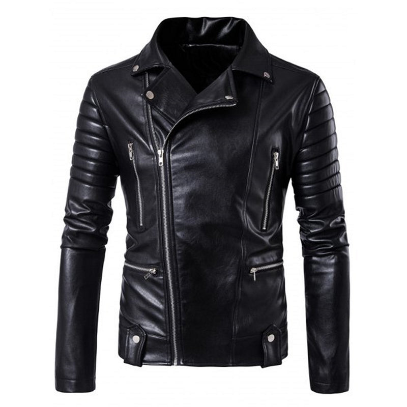 Biker Jacket - Men Real Lambskin Motorcycle Leather Biker Jacket KM567 - Koza Leathers