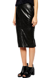Knee Length Skirt - Women Real Lambskin Leather Slim Fit Skirt WS058 - Koza Leathers