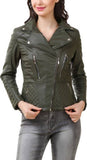 Biker / Motorcycle Jacket - Women Real Lambskin Leather Biker Jacket KW390 - Koza Leathers