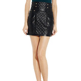 Knee Length Skirt - Women Real Lambskin Leather Mini Skirt WS138 - Koza Leathers