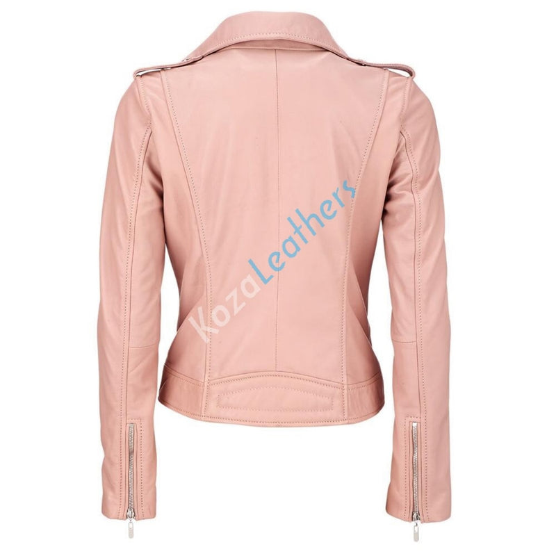 Biker / Motorcycle Jacket - Women Real Lambskin Leather Biker Jacket KW174 - Koza Leathers