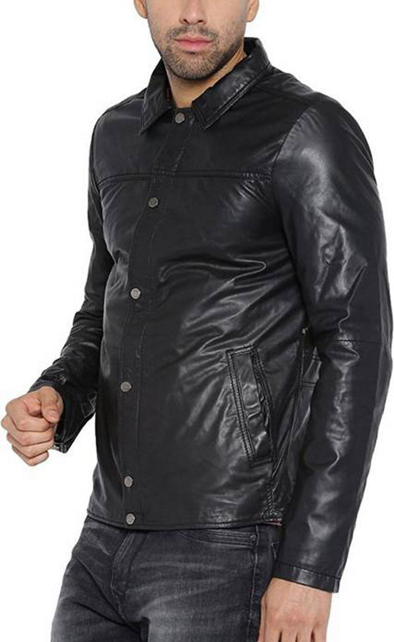 Biker Jacket - Men Real Lambskin Motorcycle Leather Biker Jacket KM395 - Koza Leathers