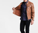 Biker Jacket - Men Real Lambskin Motorcycle Leather Biker Jacket KM247 - Koza Leathers