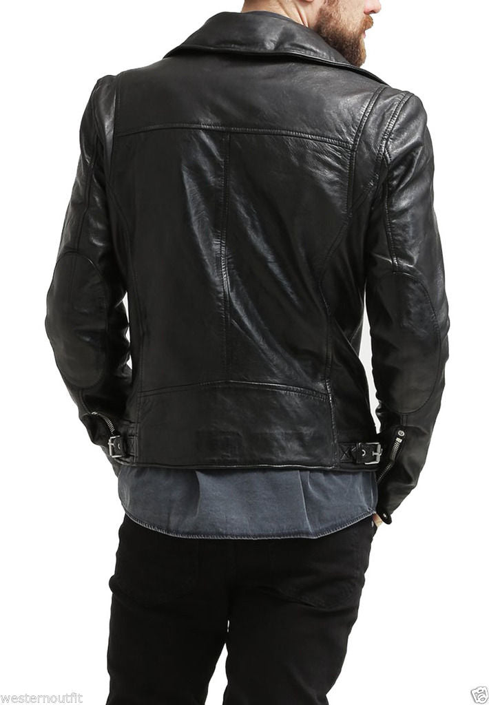 Biker Jacket - Men Real Lambskin Leather Jacket KM057 - Koza Leathers