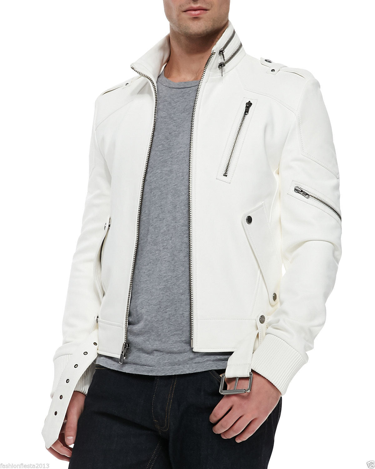 【U LAN】Mel pocket leather pointed work jacket BZEN 